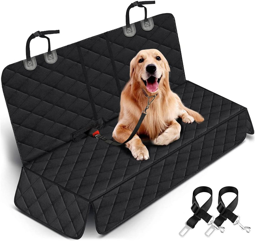 Ultimate Waterproof Dog Car Seat Cover - Heavy-Duty Back Seat Protector for Pets & Kids, Fits Most Cars, SUVs, and Trucks with Middle Armrest (53" Width) - Stylish Black Design