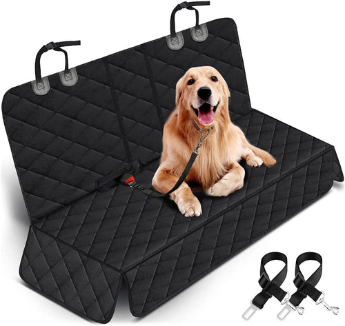 Ultimate Waterproof Dog Car Seat Cover - Heavy-Duty Back Seat Protector for Pets & Kids, Fits Most Cars, SUVs, and Trucks with Middle Armrest (53" Width) - Stylish Black Design