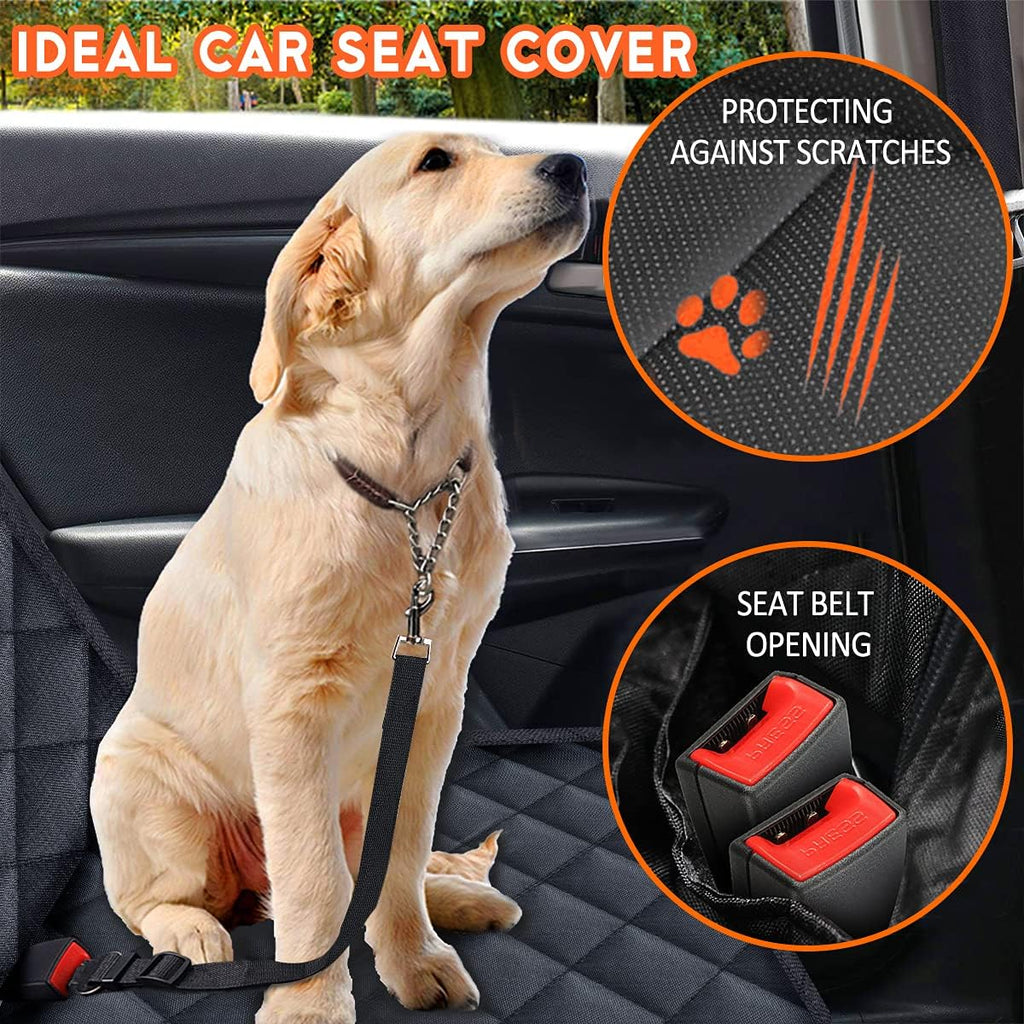 Ultimate Waterproof Dog Car Seat Cover - Heavy-Duty Back Seat Protector for Pets & Kids, Fits Most Cars, SUVs, and Trucks with Middle Armrest (53" Width) - Stylish Black Design